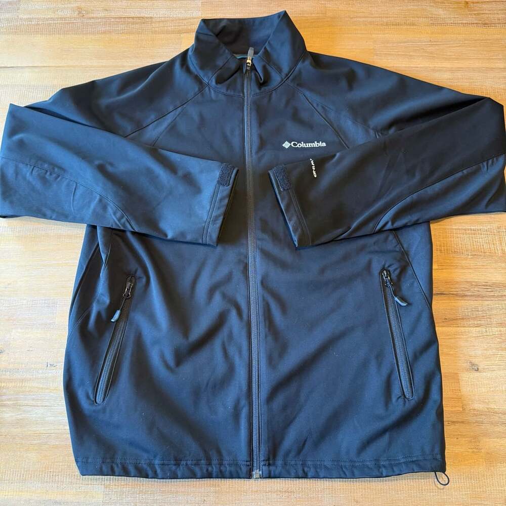 Columbia Omni Heat Jacket Mens Large L Black Softshell Windproof Winter Coat